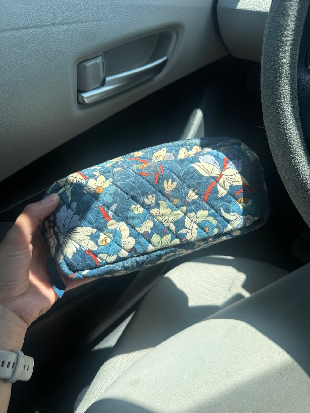 Vera Bradley Quilted Floral Cosmetic Pouch - Blue